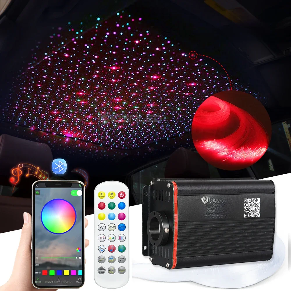 LED Twinkle lampa światłowodowa Pro Smart Bluetooth kontrola aplikacji RGBW do samochodu gwiaździste niebo efekt DC12V światła sufitowego kabel światłowodowy — zdjęcie 2