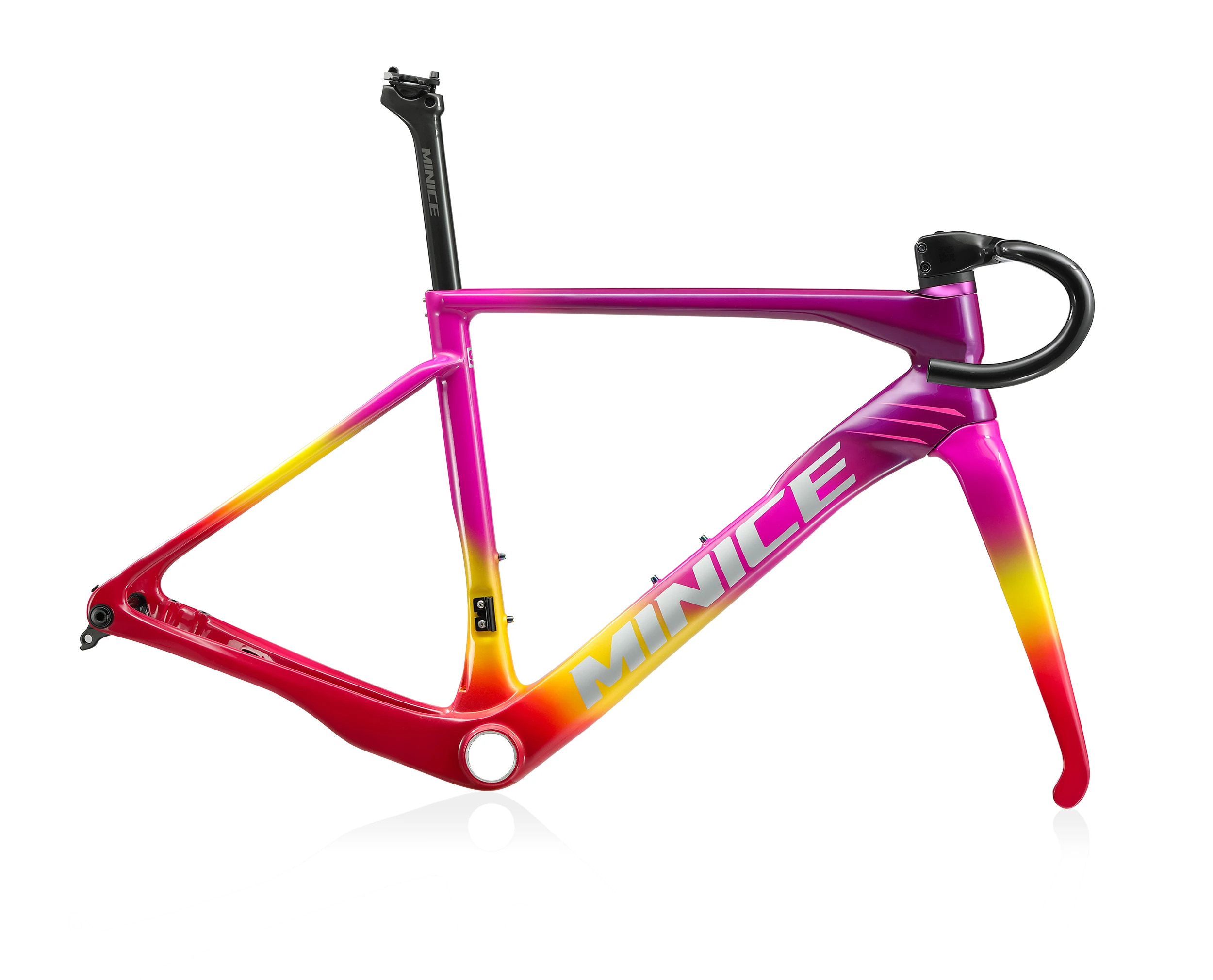 Minice Aerodynamischer EPS-geformter Carbonrahmen mit Scheibenbremse, max. 700*32C, AERO Rennrad-Rahmenset, BSA, vollständig interne Kabelführung, Lenker, DI2, mechanisch – Detail 33