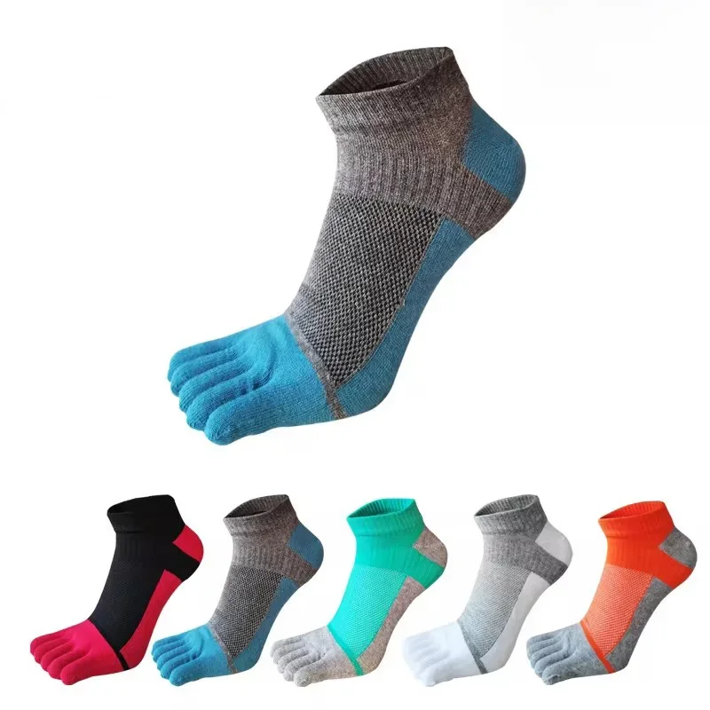 1/5 paires de chaussettes d'été à la cheville en coton, maille colorée, respirantes, bouche peu profonde, absorbant la sueur, déodorantes, sans présentation, 5 doigts