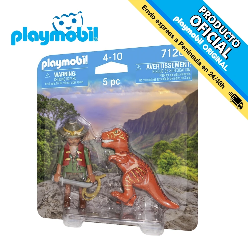 Playmobil Duo Pack-adventurer and T-Rex, 71206, original, toys, boys, girls, gifts, collector, figures, dolls, shop, with box, new, man, woman, official license, clicks, famobil