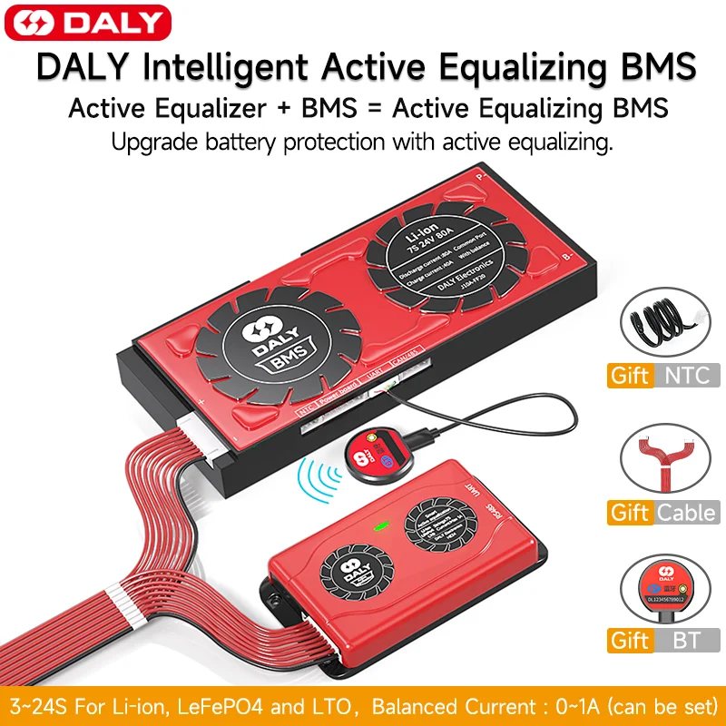 Daly Smart BMS Smart Active Balance Current 1A LiFePo4 12S 30A 40A 60A 80A 100A 120A 150A 200A 250A 300A 400A 500A Battery