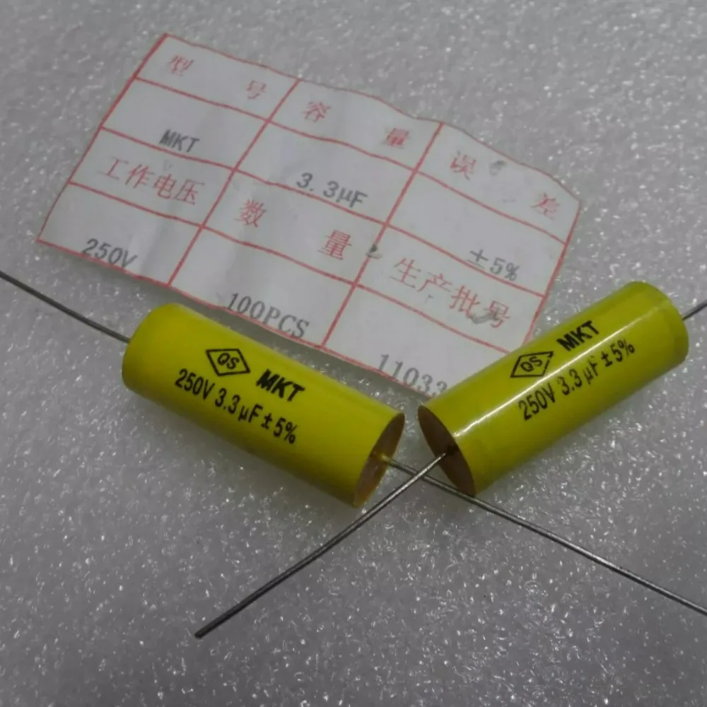 5pcs/lot QS MKT 3.3uf 250v 3u3 335 J Brand New Audiophile-Grade Axial Non-polarized Crossover Capacitor
