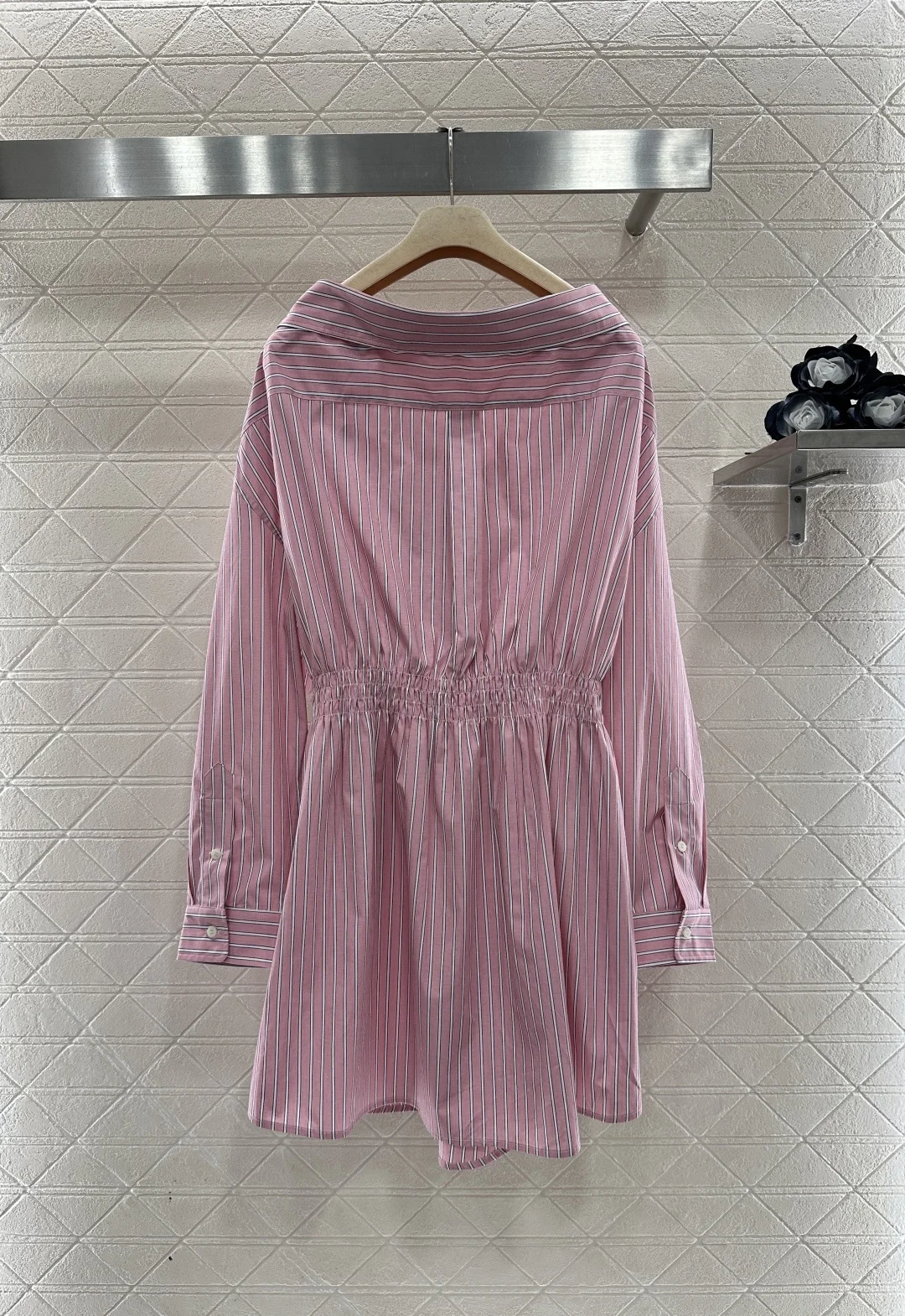 Women's new multi wearing striped shirt dress with diagonal cotton material, button up shirt dress