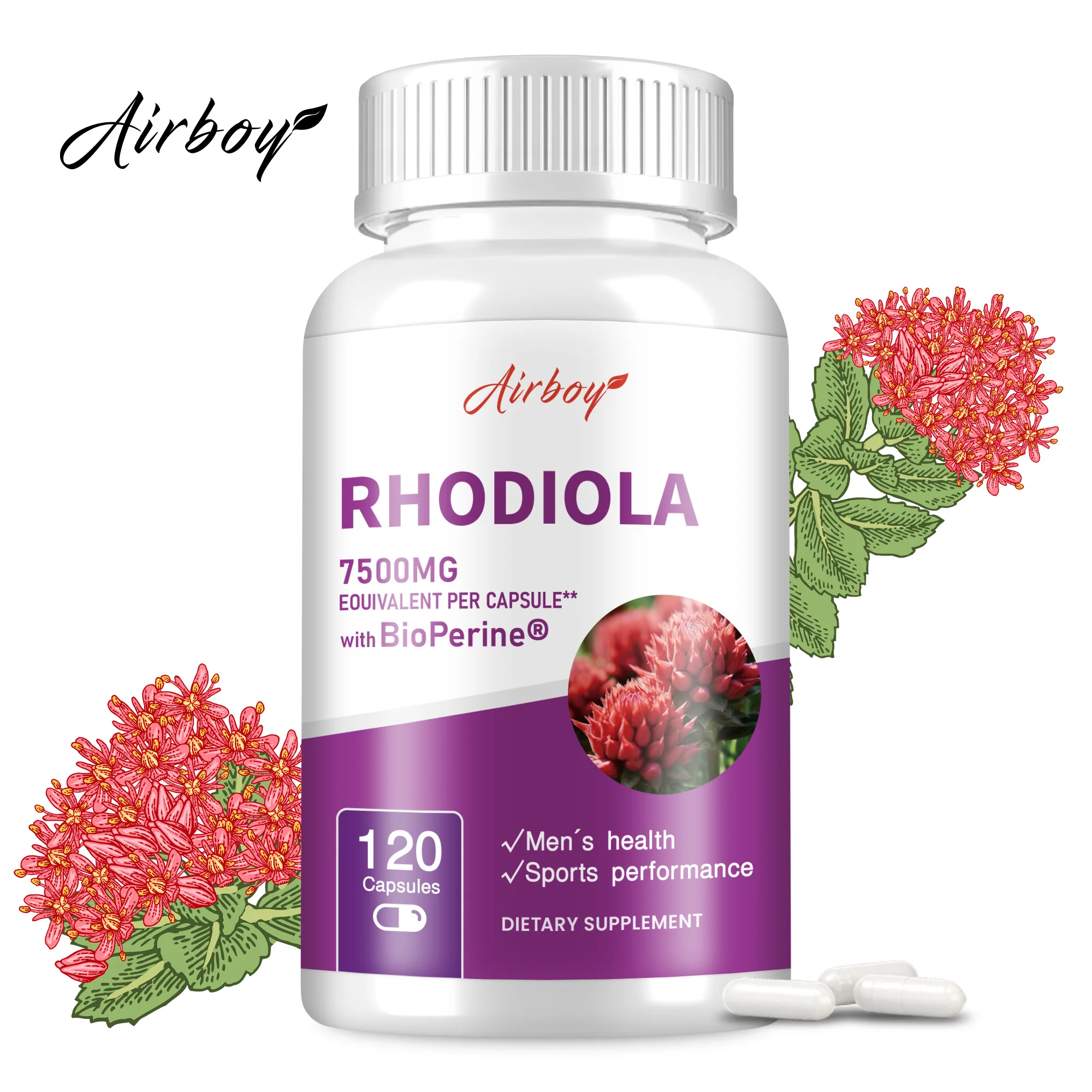 Rhodiola 7500mg - Natural Adaptogens, Brain, Stress & Mood Support - 120 Capsules