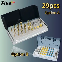 29pcs Osseodensification Burs Kit Dental Implant Drills with Bone Saw Disk Membrane Diamond Coated Bur Drills Tissue Punch