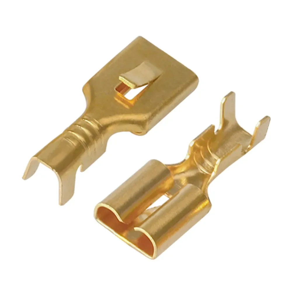 100 sztuk/200 sztuk H62 mosiądz cynowany 6.3mm terminal samochodowy złącze samochodowe złącze żeńskie E6.3B — zdjęcie 2