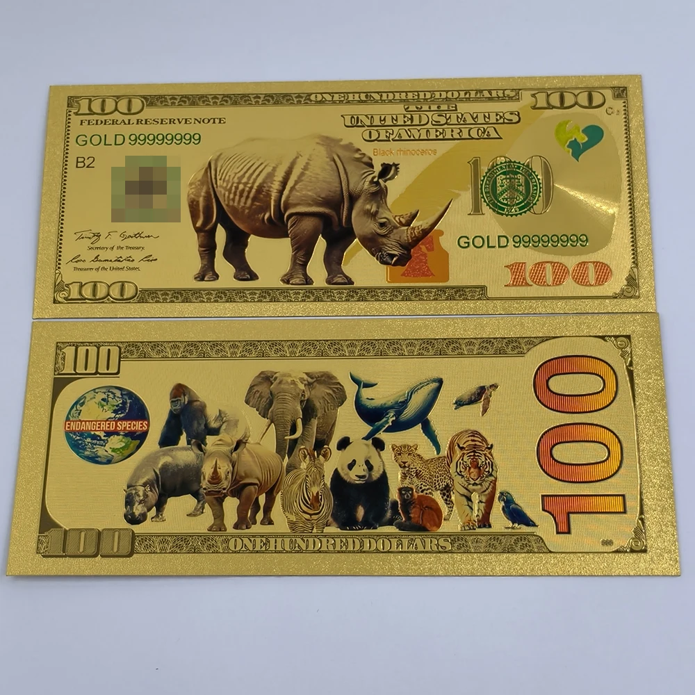 الولايات المتحدة الأمريكية 100 دولار الذهب احباط الأوراق النقدية الأحمر تكدرت ليمور/الباندا الأوراق النقدية البلاستيكية التذكارية هدايا لمحبي الحيوانات وجواعه #2
