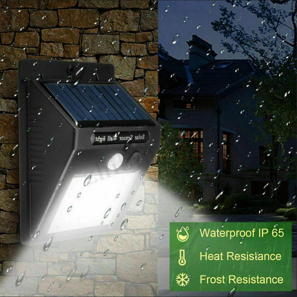 Lámpara Solar de pared impermeable con Sensor LED, 30 cuentas, decorativa, para exteriores, jardín, patio, calle, pasillo, lámpara de emergencia, novedad