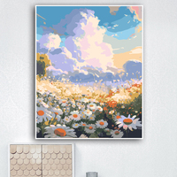 YIJIE Daisy Flowers DIY Painting By Numbers Hand Painted Oil Painting Canvas Colouring Unique Gift Home Decor