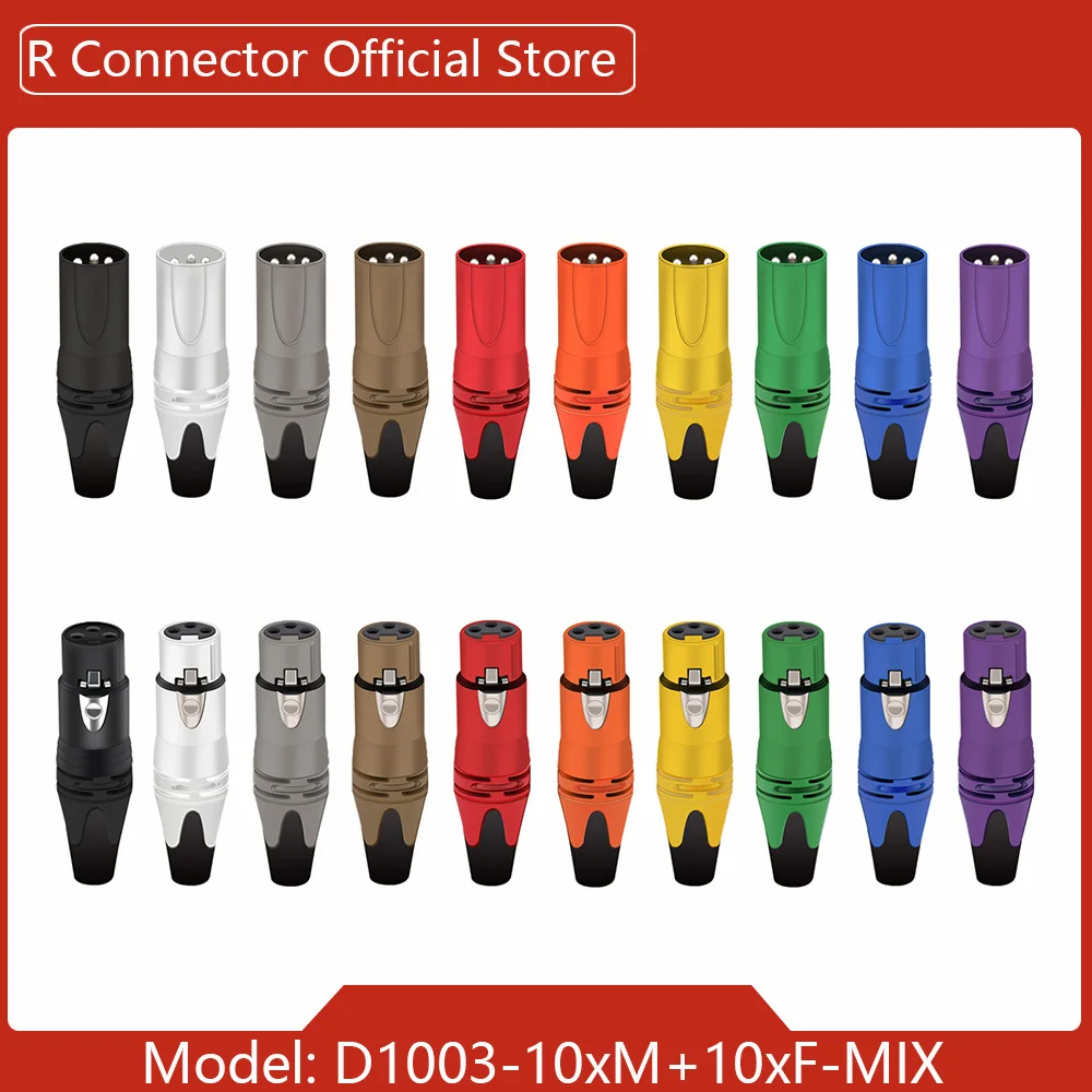 20 stücke/10 sätze Bunte 3Pin XLR Weibliche + Stecker 3 Pole XLR Buchse Mikrofon Stecker Kanone MIC Audio kabel Draht Anschlüsse 10