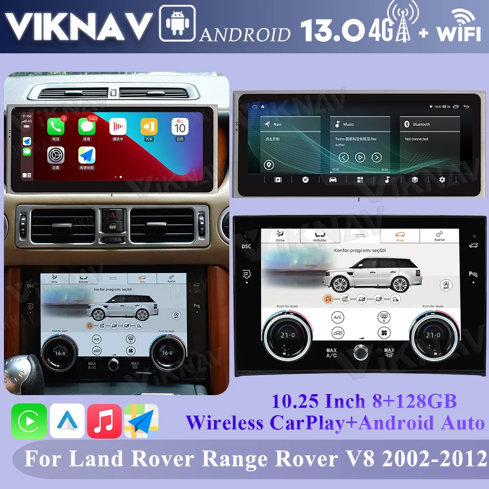 Viknav  10.25 Inch Android Car Radio For Land Range Rover vogue V8 L322 2002-2012 Android Auto Wireless CarPlay GPS Navi