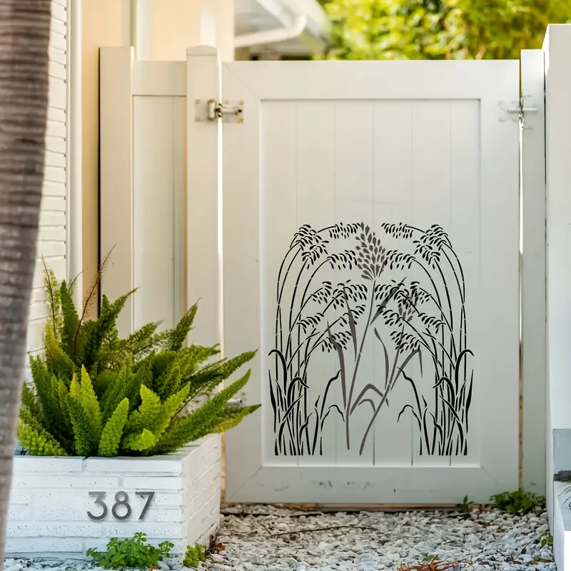 Conjunto de estêncil grande de flor selvagem de 3 peças 7,9 × 15,8 polegadas - modelo de spray de planta floral e rústica de primavera reutilizável para parede, piso, cerca