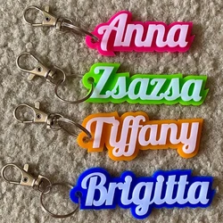 Llavero acrílico con nombre personalizado, etiqueta para mochila, bolsa de pañales, nombre personalizado, doble nombre, regalo de aniversario conmemorativo, joyería