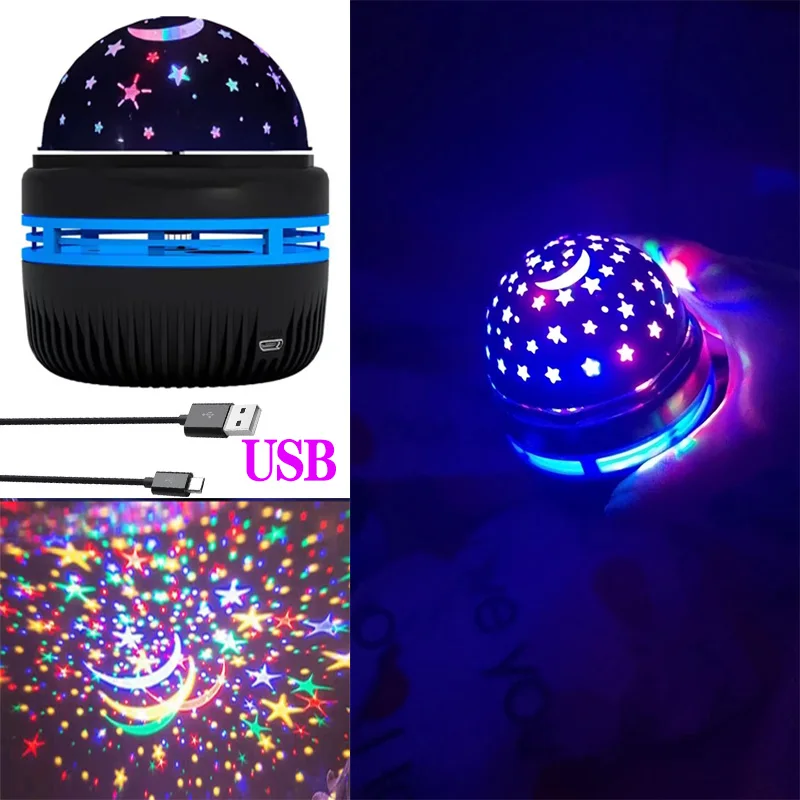 Colorful Starry Sky Projector Lamp Rotating Magic Ball Led Night Light For Bedroom Decor Lamp RGB Moon Galaxy Projection Light