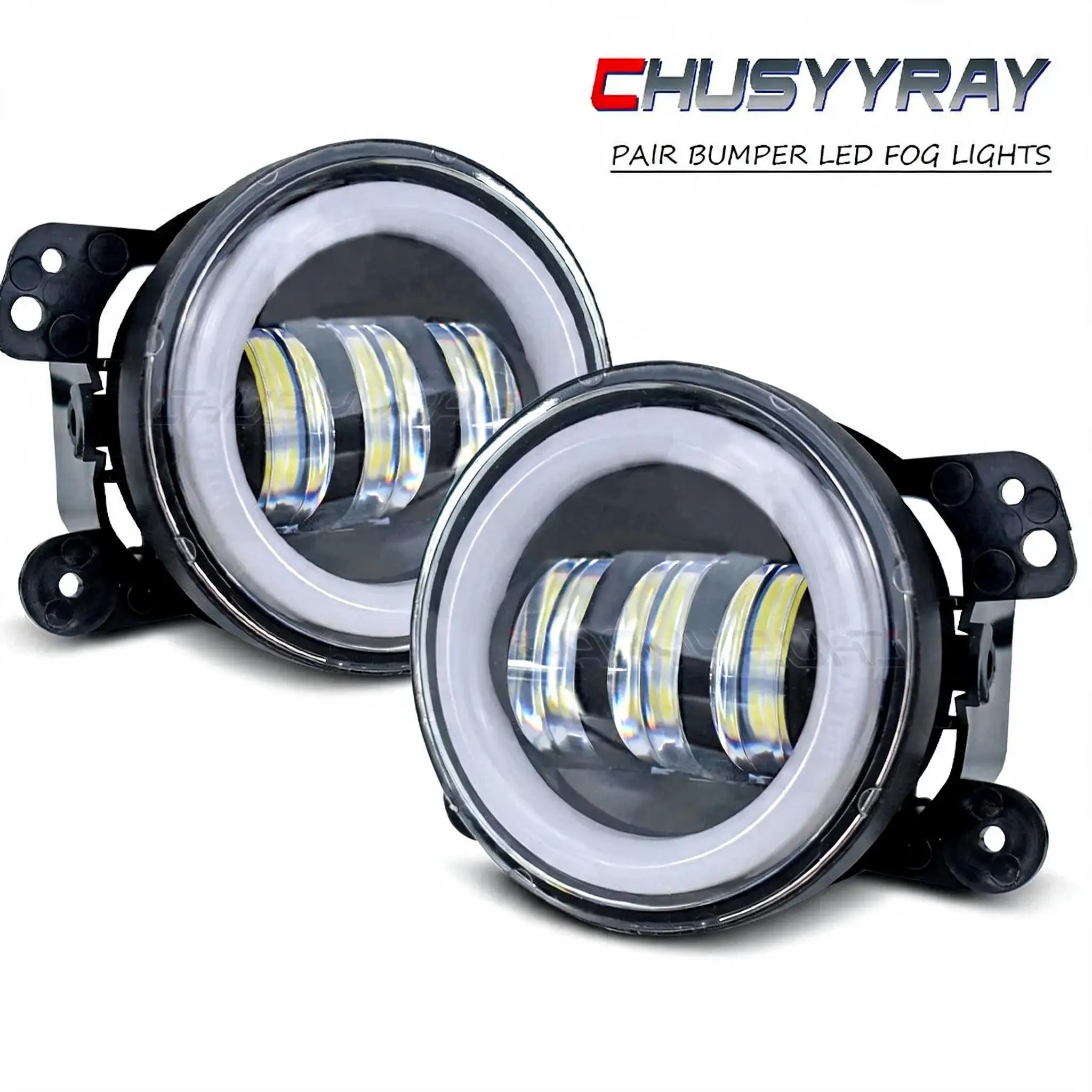 2x 4 Inch Round Fog Lights Driving Lamps 60W 6000K 18000LM For Jeep Wrangler JK TJ LJ 2003-20