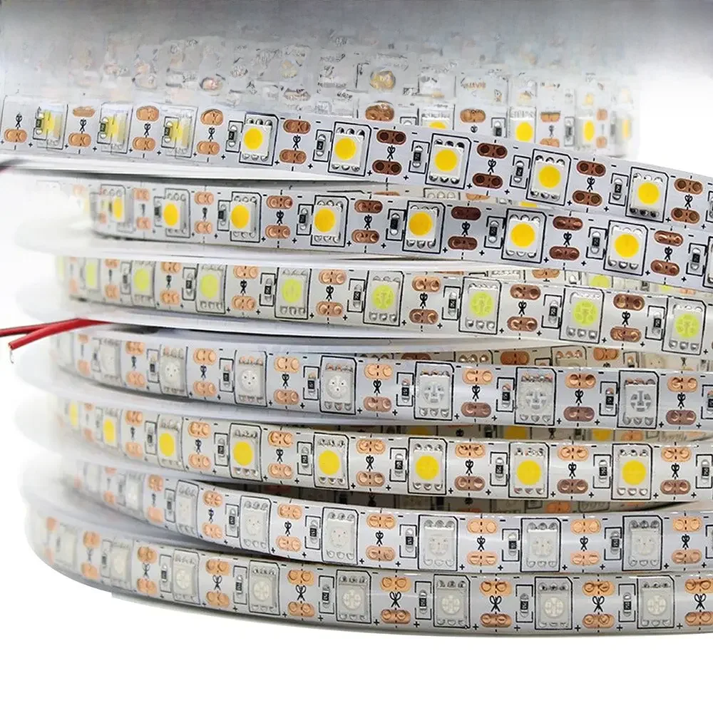 5m DC5V 12V 24V SMD 5050 taśma LED podświetlenie TV IP20 IP65 wodoodporna zimna ciepła biała 4000K taśma RGB wstążka do dekoracji — zdjęcie 2
