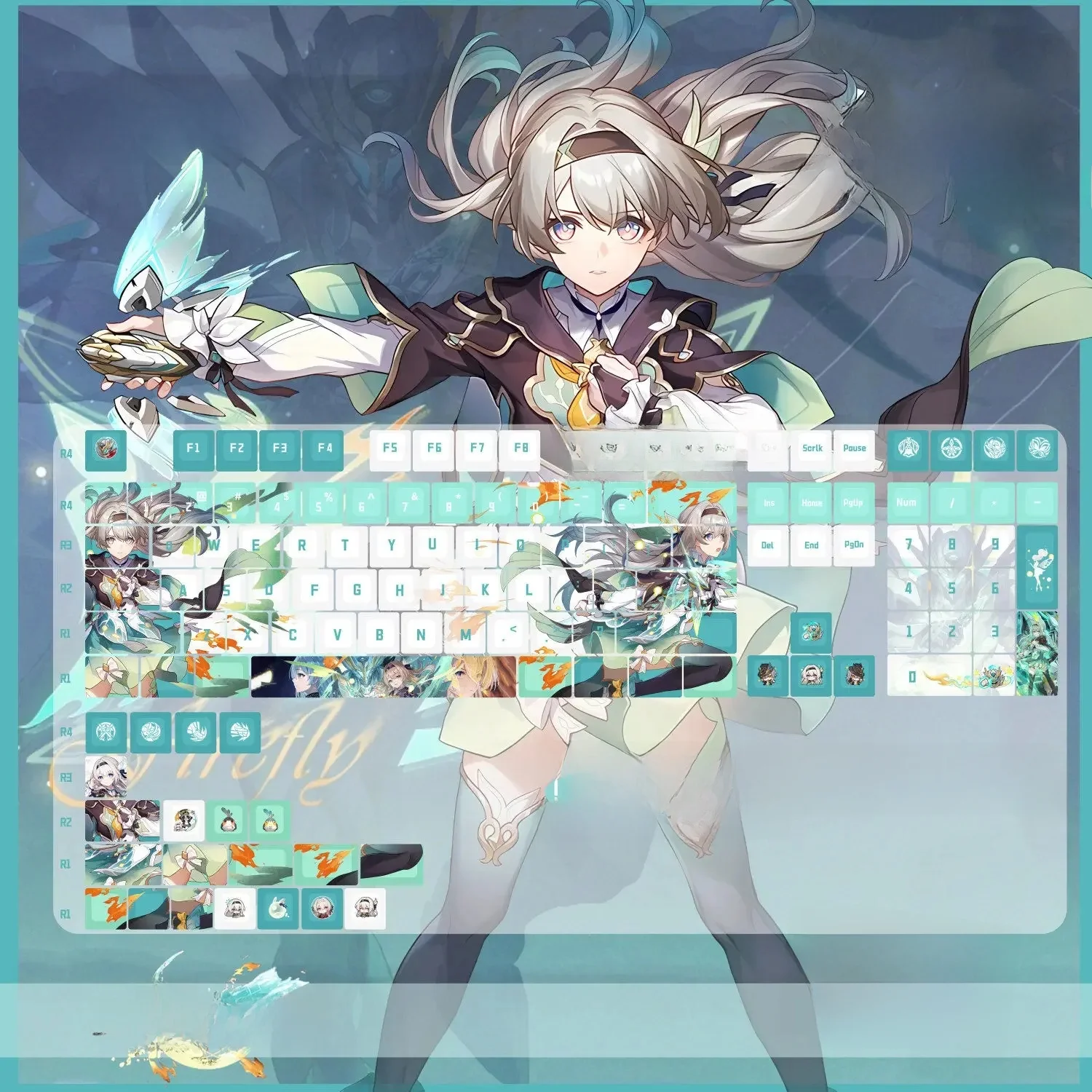 120 klawiszy Honkai Star Rail Firefly Keycaps PBT Dye-Sub Backlit Keycaps Anime Cartoon Key Caps dla klawiatury ANSI 61 68 87 104 108 — zdjęcie produktu 7