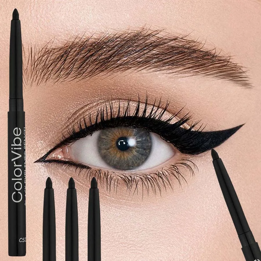 3 Stück langlebiger, wasserfester schwarzer Eyeliner-Stift – wischfest, schweißbeständig, für kräftiges Augen-Make-up, ideales Geschenk