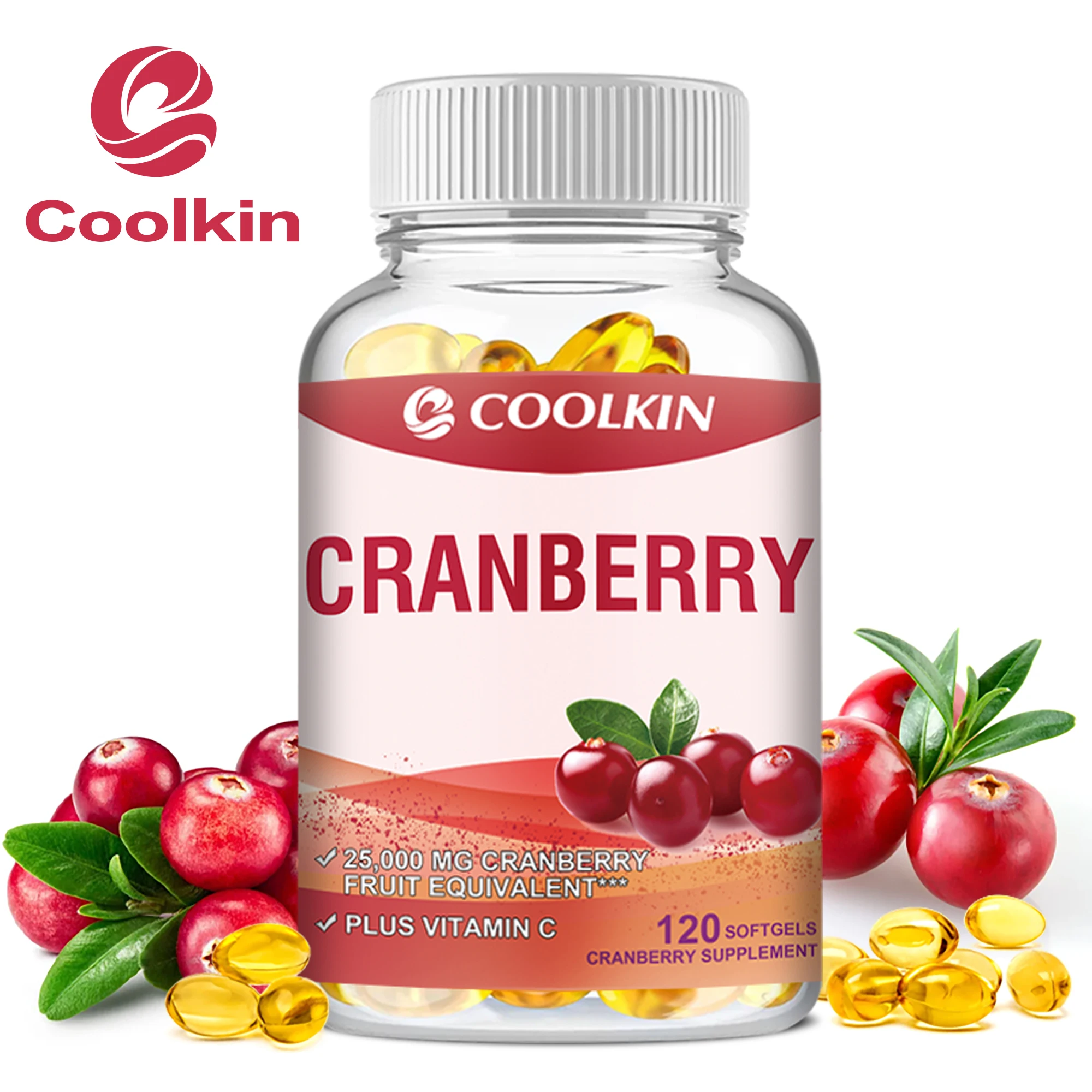 Cranberry - with Vitamin C - Supports Urinary & Immune Health, Bladder Control, Promotes Healthy Kidney Function - 120 Capsules