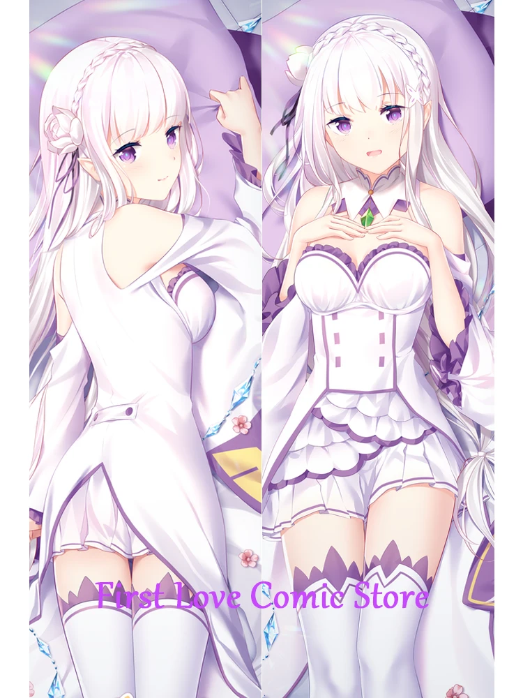 Dakimakura Anime Emilia Beautiful Girl Double Sided Print Life-size Body Pillow Cover Decoration