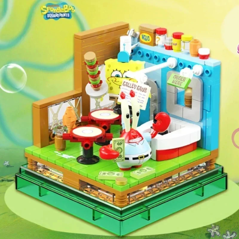 Spongebob Series Building Blocks Diy New Box Patrick Star Krusty Krab Squidward Tentacles Room Model Toy Ornaments Holiday Gifts