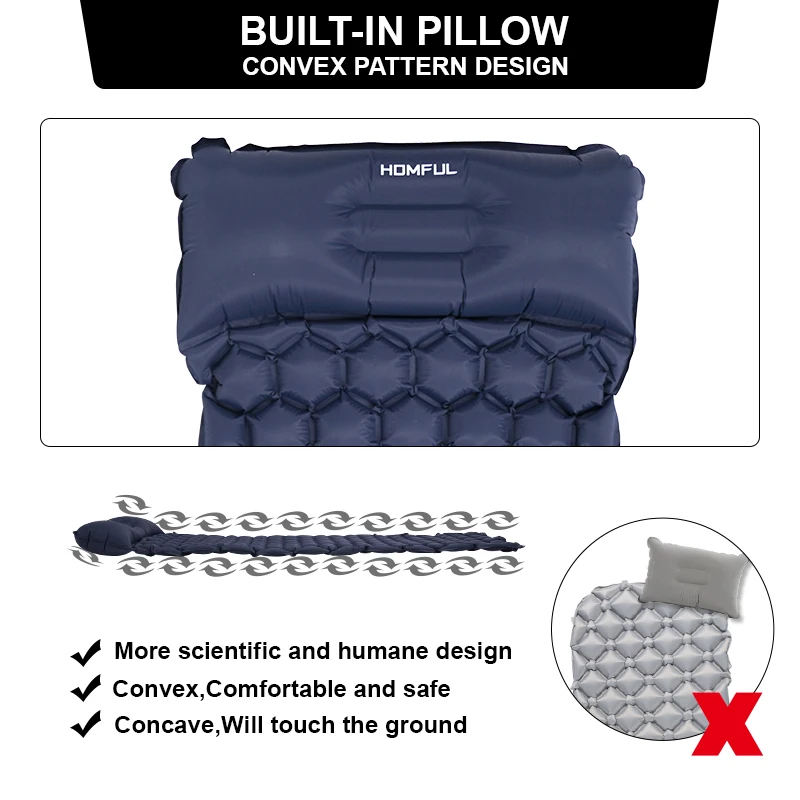 Camping Sleeping Mat Outdoor Camping Pad With Pillow Air Mattress Inflatable Cushion Fast Filling Moisture proof Water proof