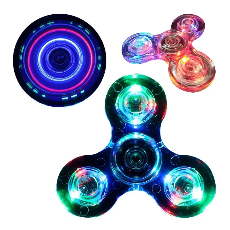 Fidget Spinner lumineux à lumière LED, briller dans la nuit, EDC Figet Spiner, jouets anti-Stress pour les doigts