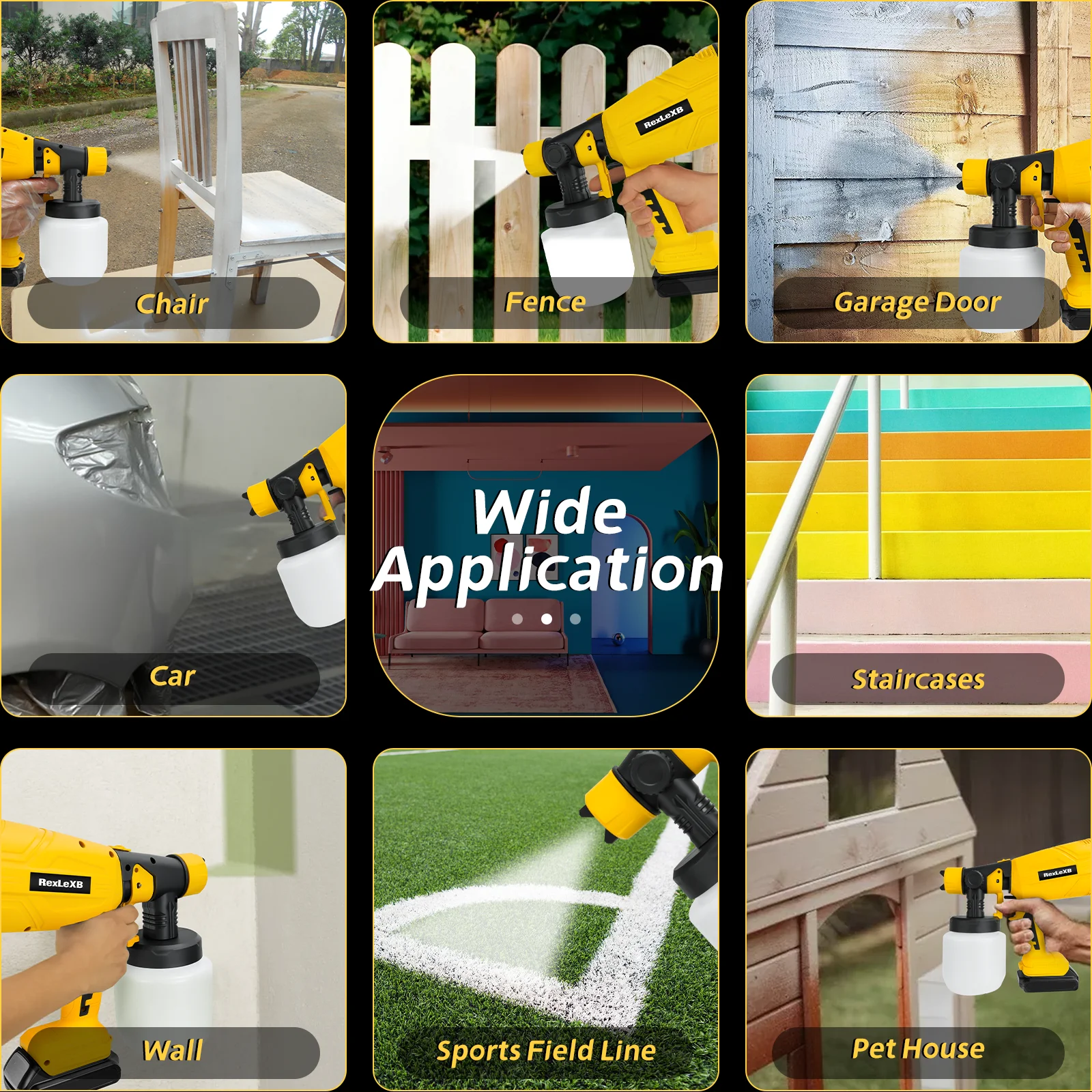 800 мл беспроводной электрический пистолет-распылитель для Dewalt 20 В, мощный распылитель краски для дома, мебели, шкафов, забора, покраски