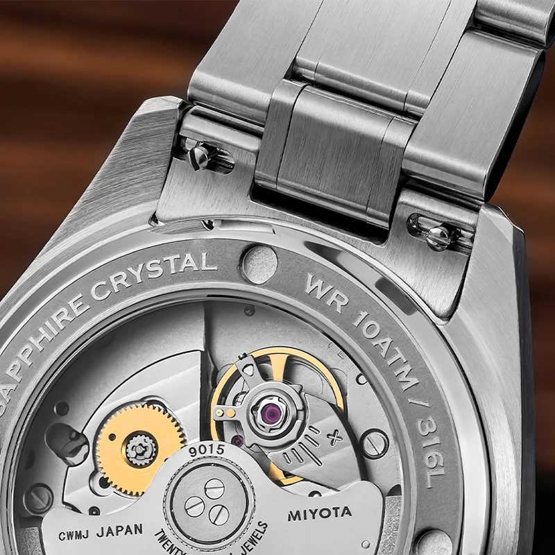AddiesKin K011 Men's Luxury Automatic Watch Raised Chinese Seal Script Hour Markers Ingot Pattern Dial Miyota 9015 BGW9 Luminous