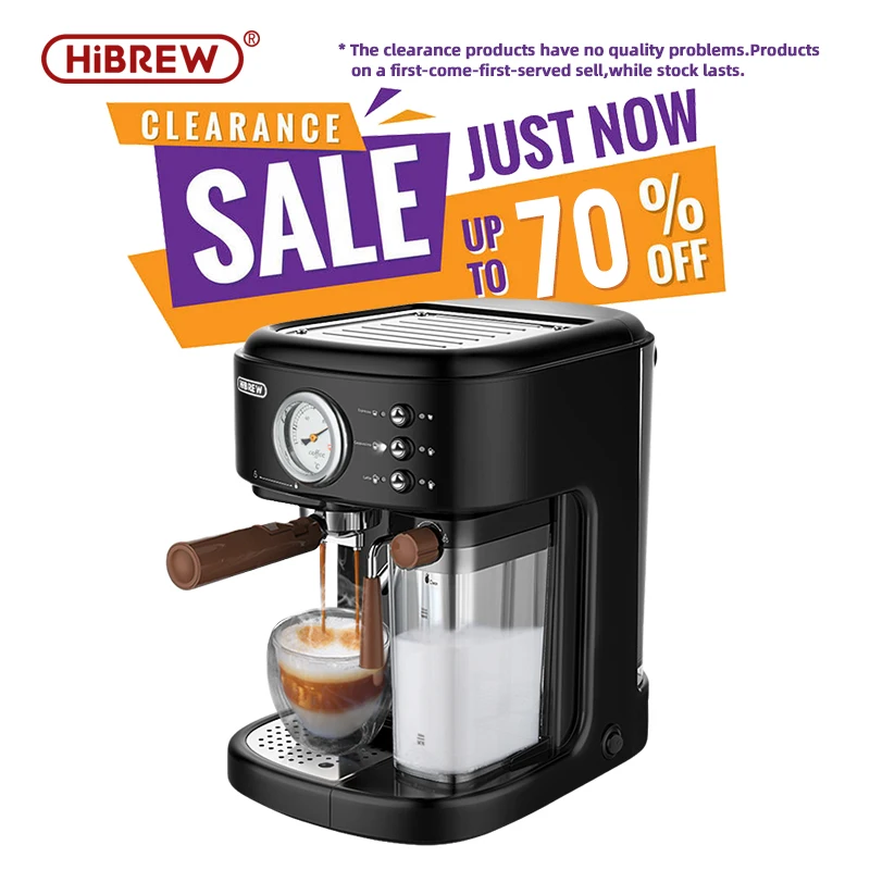 HiBREW Clearance Sale Espresso Cappuccino Latte 20Bar 3 in 1 Coffee Machine Automatic hot milk froth  ESE pod&Ground Coffee H8A