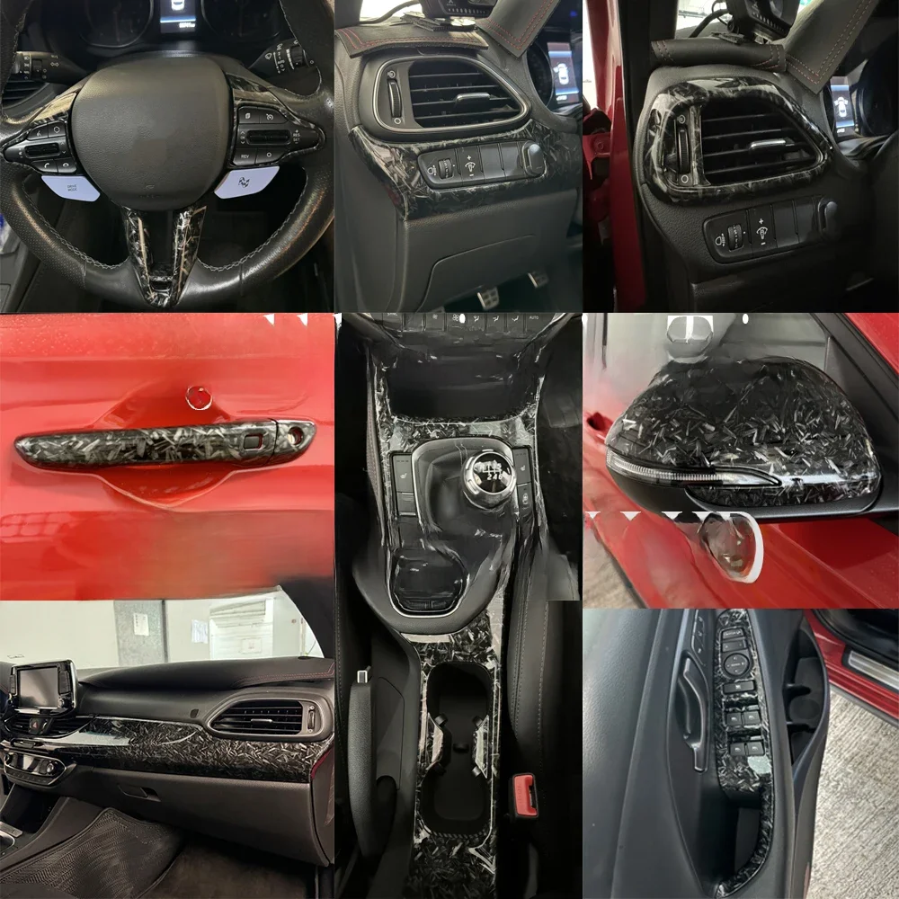 LHD Kute czarne wnętrze deski rozdzielczej Konsola środkowa Przełącznik zmiany biegów Przycisk okna wentylacyjnego Osłona do Hyundai i30 N Stylizacja zewnętrzna — zdjęcie 2