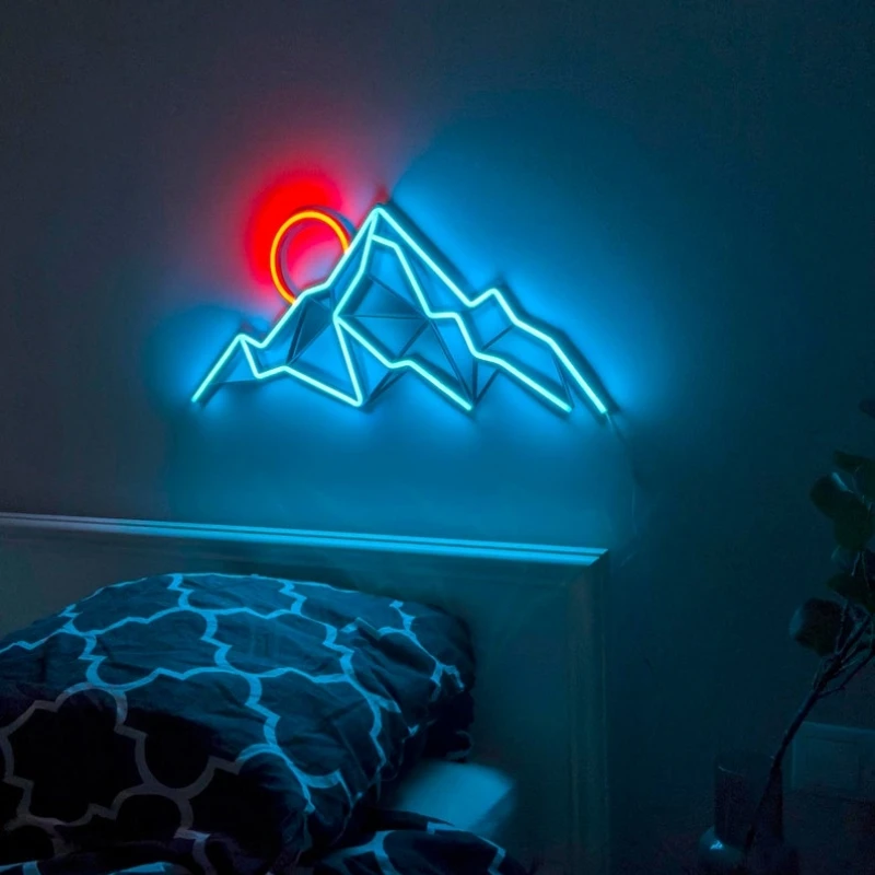 mountain neon wall art landscape Neon Sign neon art, Mountain Art Light Sign, Led light Wall Decor, mount decor gift man