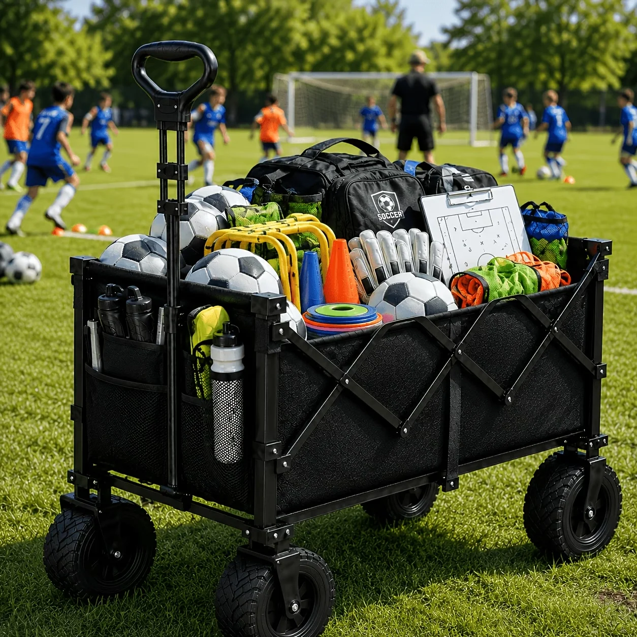All-Terrain Camping Utility Cart with 600D Oxford Fabric And Metal Frame for Outdoor Activities And Shopping