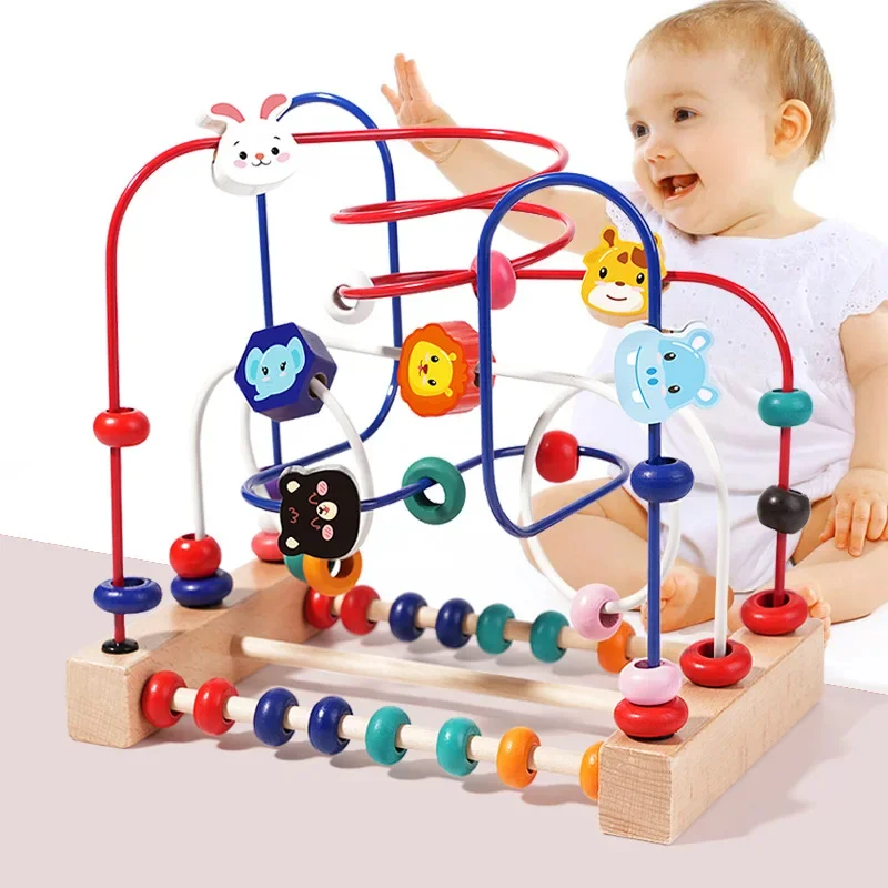 Jouets en bois labyrinthe de perles animaux colorés formes de Fruits comptage éducatif apprentissage cercle jouets enfants cadeaux classiques pour les tout-petits