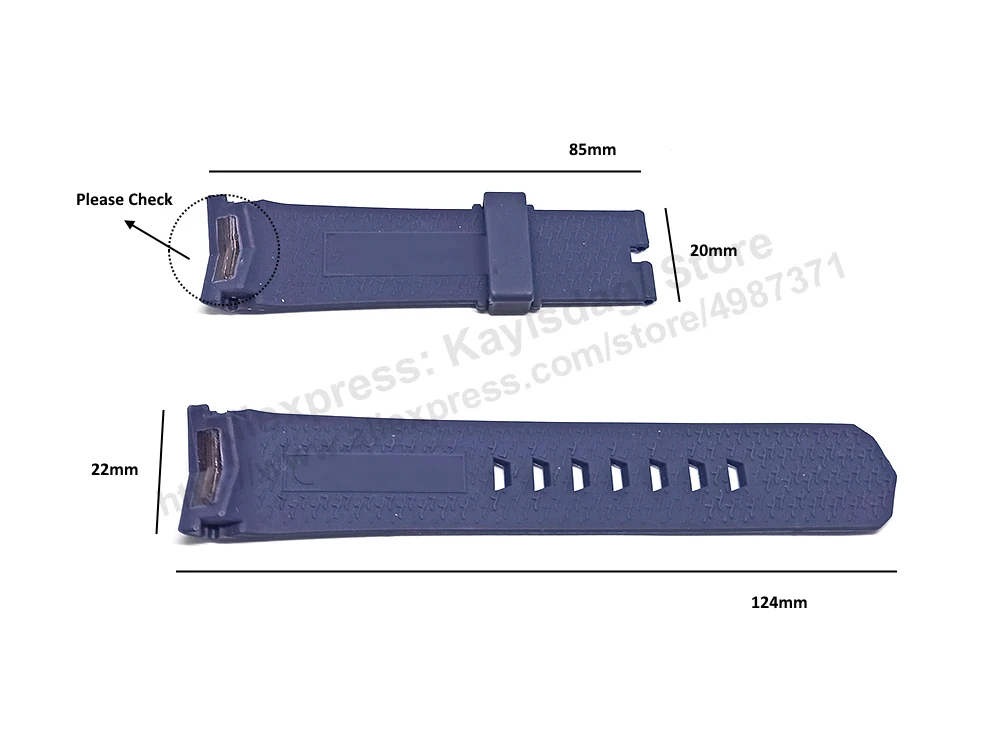 22mm Navy Blue Rubber Silicone Replacement Curved end Watch Band Strap - Fits/For Corum Admiral's Cup