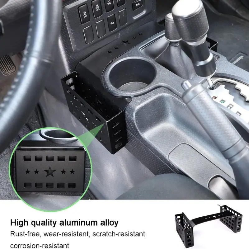 

For 2007-2021 Toyota FJ Cruiser Aluminum alloy black Car Center console gears storage baskets on both sides Car accessories LHD