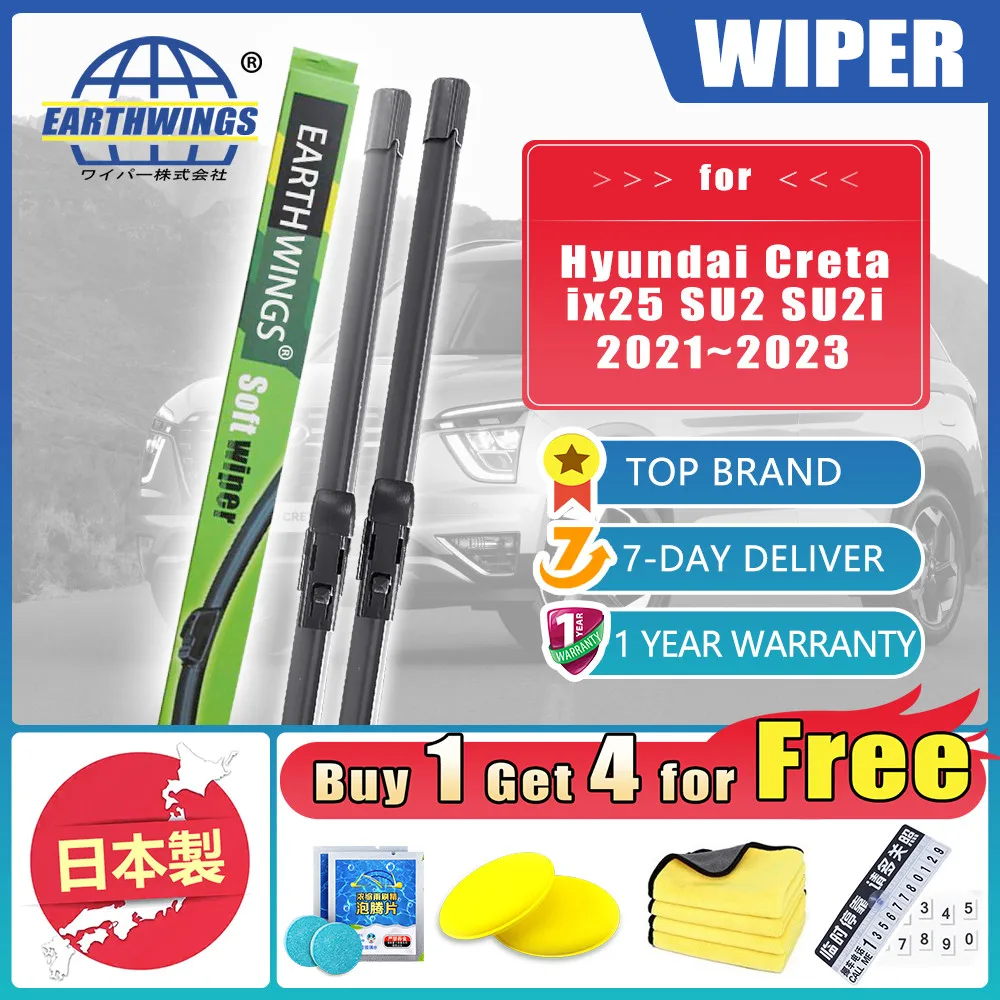 

For Hyundai Creta ix25 SU2 SU2i 2021 2022 2023 Front Wiper Blades Brushes Cleaning Windshield Windscreen Windows Car Accessories