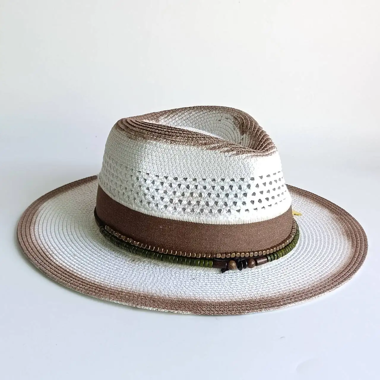 Summerpaper-wovenstrawhatmen's spray-painteddistressed straw hatwomen'sretrofashionsunhatbeachhateveryday travel hatvacationhat.