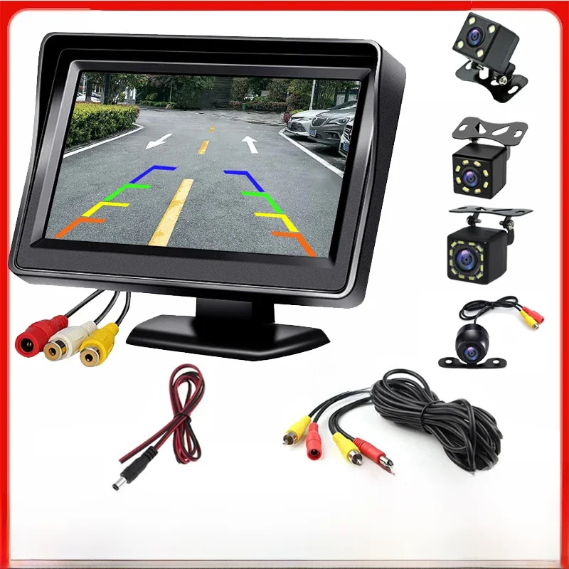 Caméra de recul avec écran de moniteur, Installation facile, 4.3 pouces, pour système de stationnement de voiture, caméra pour véhicule