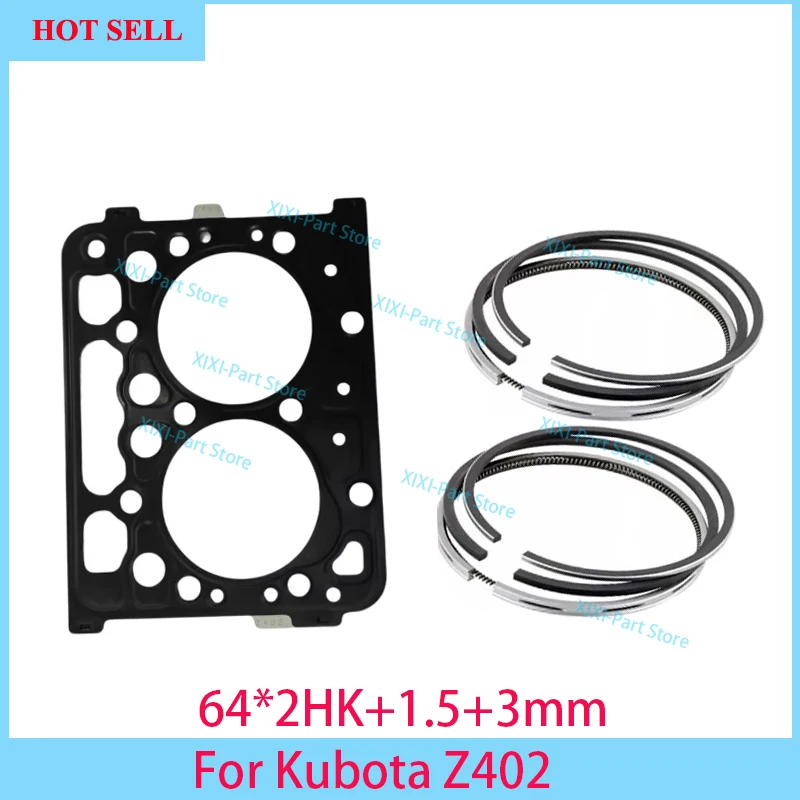 

Z402 For Kubota Cylinder Head Gasket Full Gasket Kit Set Engine Piston Ring 64*2HK+1.5+3 Overhaul Rebuild Kit