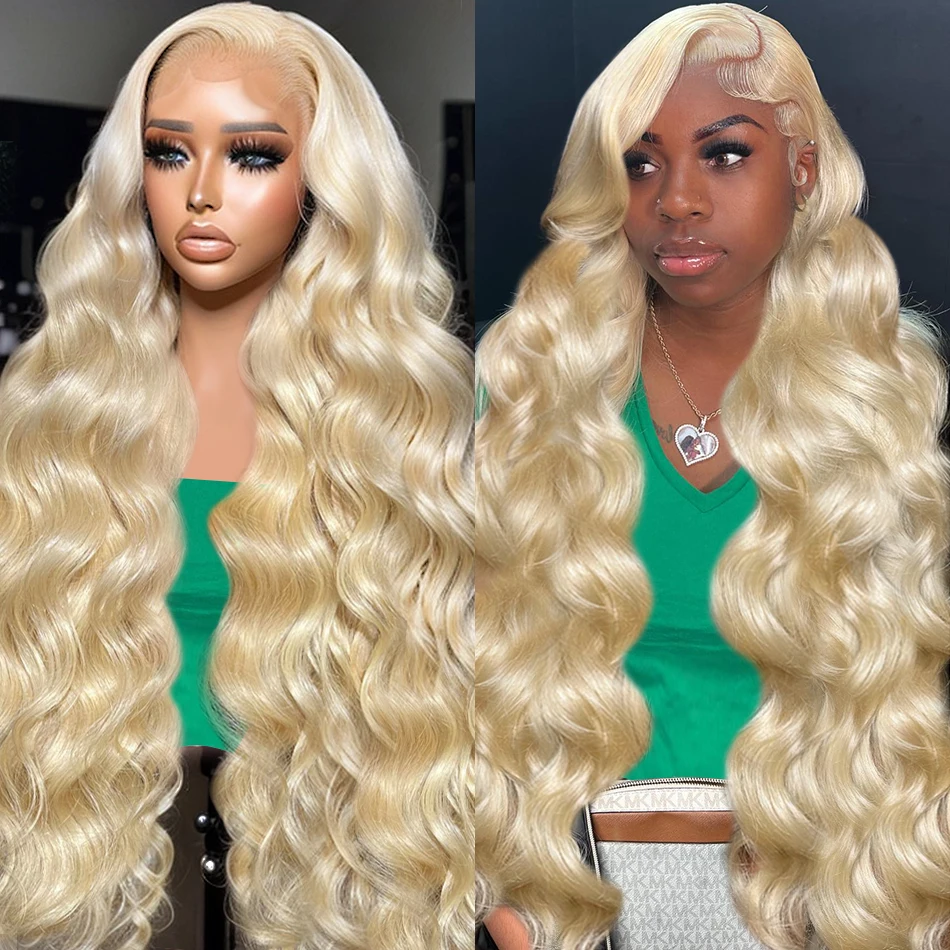 30 40 Inch 613 Honey Blonde Color 13x6 HD Transparent Lace Frontal Body Wave Human Hair Wig 250 Density 13X4 Front Wig For Women