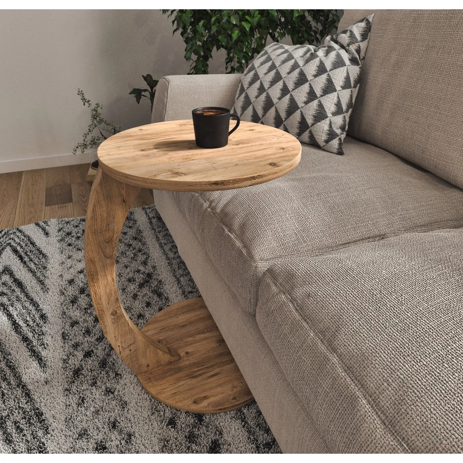 

Wheeled Side Nesting Table C Shaped Wooden Stylish Modern Home Design Useful Sofa Bedside Living Room Furniture Catering Service