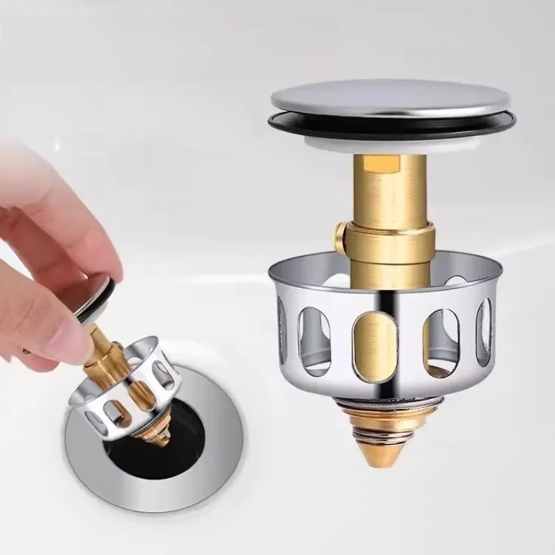 Drain de lavabo universel, Valve de filtre métallique, égouttoir Pop-up, bouchon de déchets, filtre de baignoire, attrape-cheveux, accessoires de salle de bains