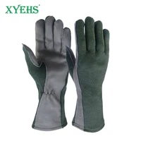 XYEHS 1 par de guantes de trabajo de seguridad para piloto, uniforme militar de cuero con puños largos/cortos, guantes de vuelo de aramida resistentes al fuego