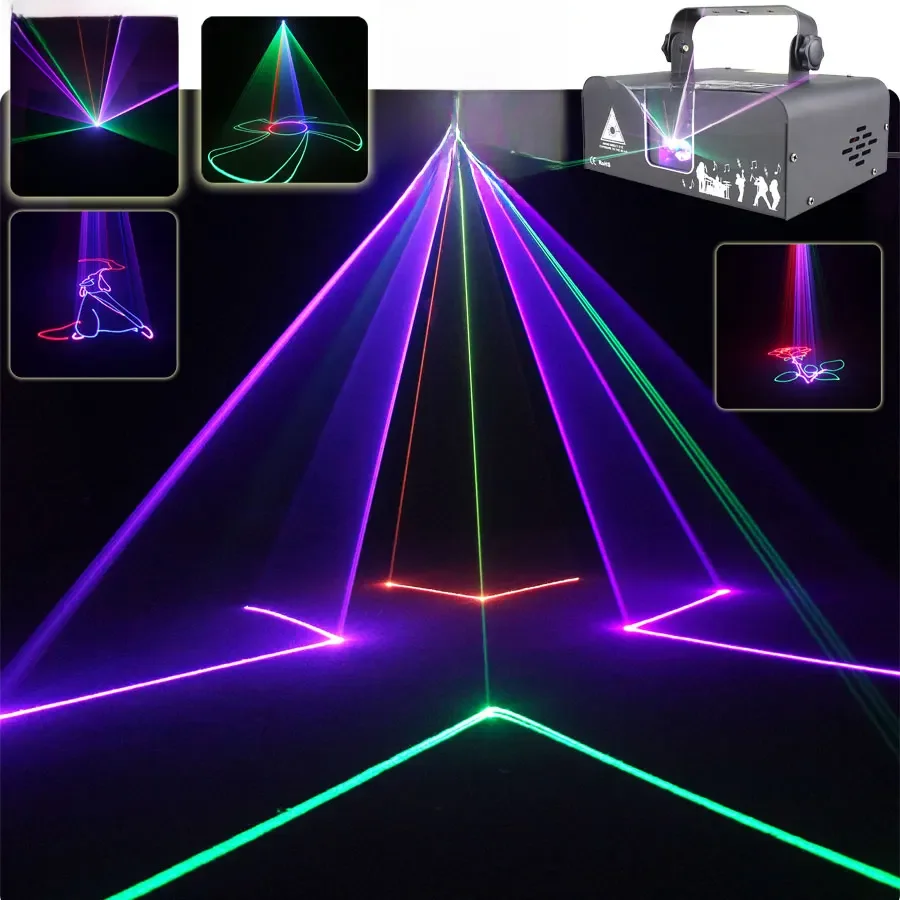 DM500 Animation RGB Laser Beam Lines Stage Disco Light DJ Party Pattern Projector Scans DMX Dance Bar Christmas Show G21