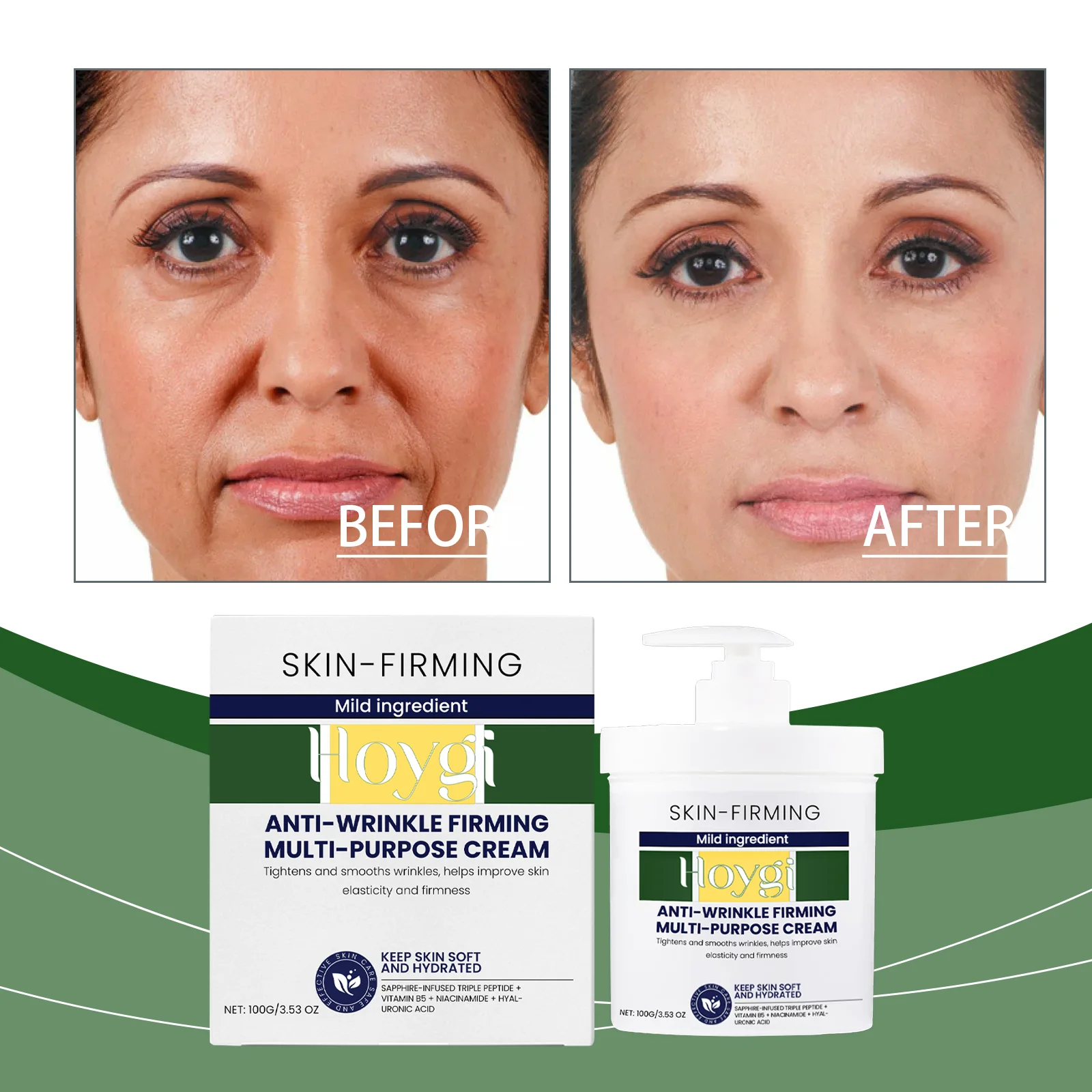 

100g Hoygi Anti Wrinkle Firming Moisturize Cream Reduce Fine Lines Brighten Skin Lift Reduce Double Chin Sooth Care Facial Cream