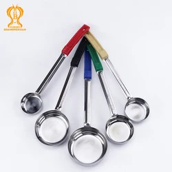 SHANGPEIXUAN Stainless Steel Pizza Sauce Spoon with Long Rubber Handle Anti-Hot Pizza Spread Ladle Measuring Spoon Pizza Tools
