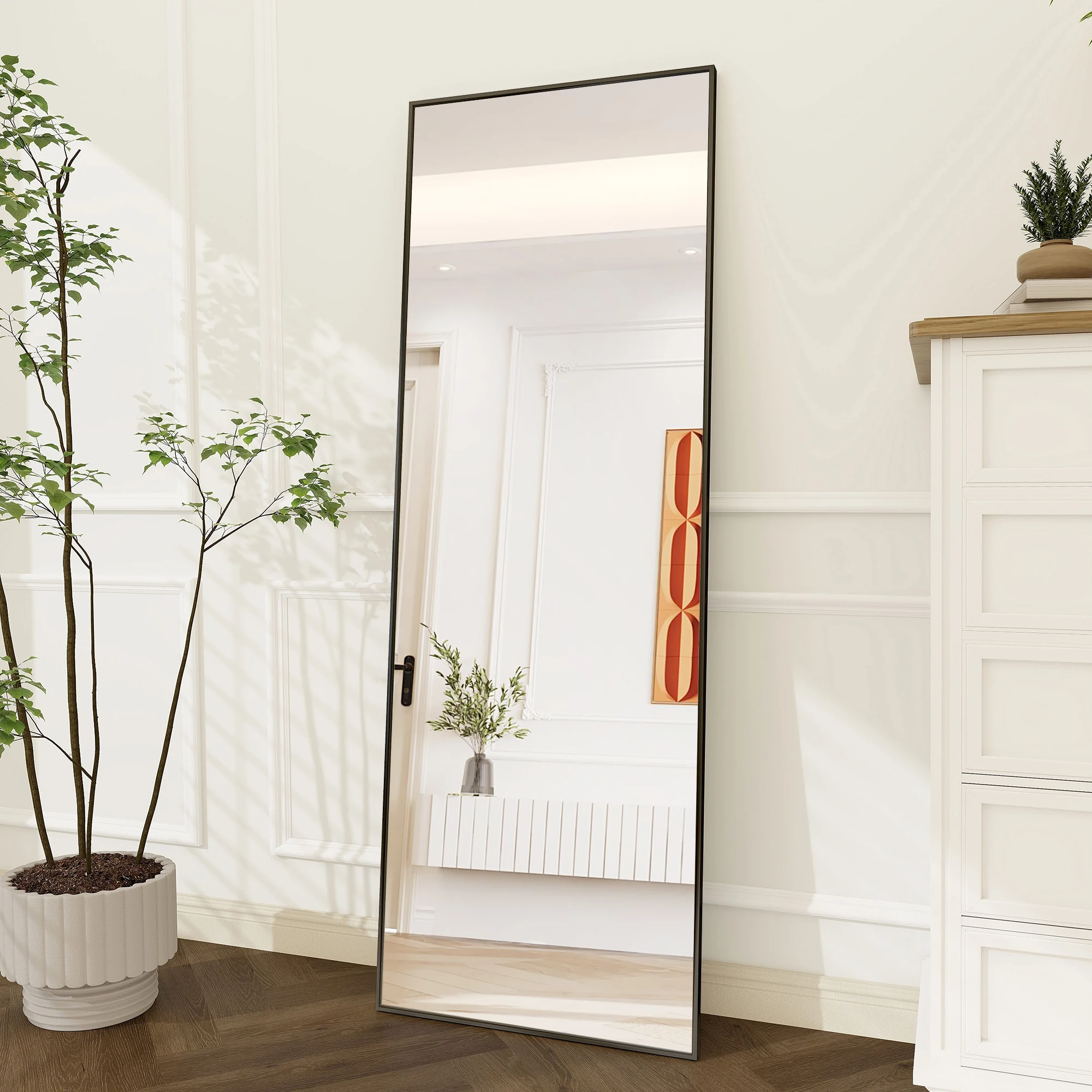 Anajqaqia Ganzkörperspiegel 164 x 54 cm, Standspiegel zum Aufhängen oder Anlehnen an die Wand, Bodenspiegel für Schlafzimmer, Ankleidezimmer