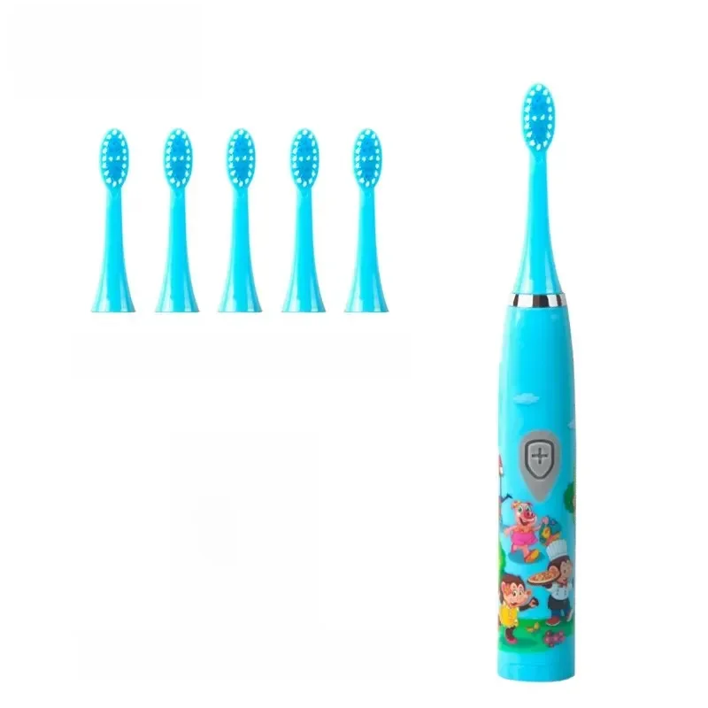 Brosse à dents électrique sonique pour enfants, IPX7, étanche, dessin animé coloré, utilisation pour les enfants, résubdivision des poils souples avec têtes de brosse à dents