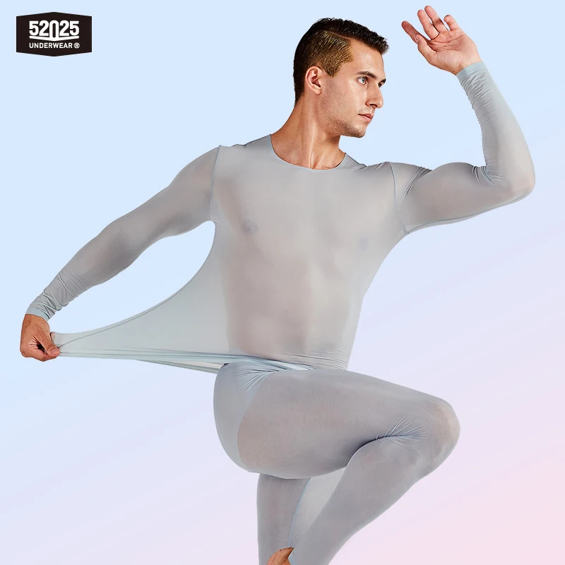 52025 Men Underwear Ultra-light Ultra-thin Underwear Seamless Elastic Semi-Transparent Comfortable Clothes Sexy Long Johns Men